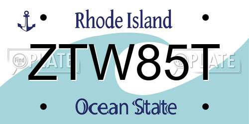 ZTW85T Rhode Island License Plate