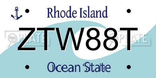 ZTW88T Rhode Island License Plate