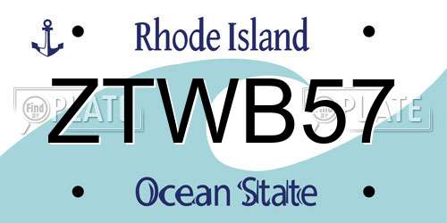 ZTWB57 Rhode Island License Plate