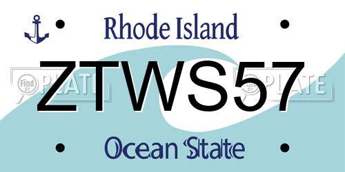 ZTWS57 Rhode Island License Plate