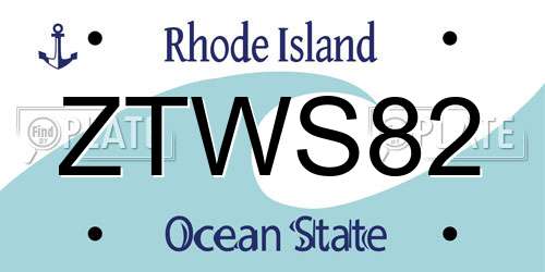 ZTWS82 Rhode Island License Plate