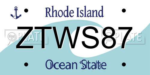 ZTWS87 Rhode Island License Plate