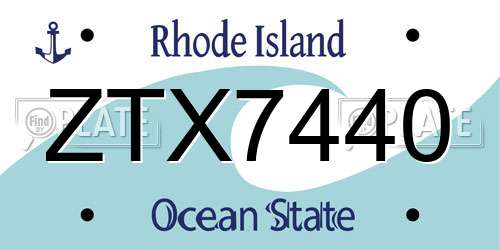 ZTX7440 Rhode Island License Plate