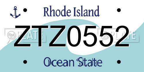 ZTZ0552 Rhode Island License Plate