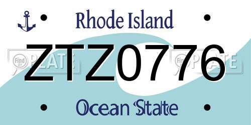 ZTZ0776 Rhode Island License Plate