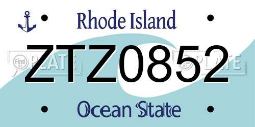 ZTZ0852 Rhode Island License Plate