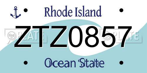ZTZ0857 Rhode Island License Plate