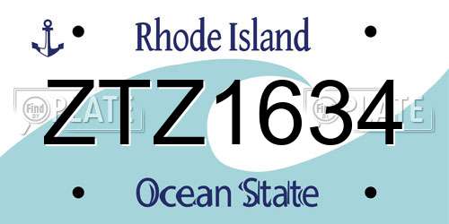 ZTZ1634 Rhode Island License Plate
