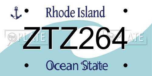 ZTZ264 Rhode Island License Plate