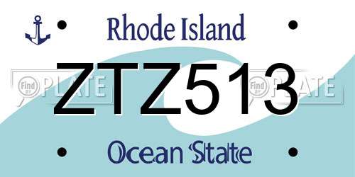 ZTZ513 Rhode Island License Plate