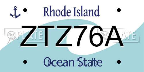 ZTZ76A Rhode Island License Plate