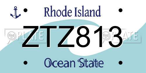 ZTZ813 Rhode Island License Plate