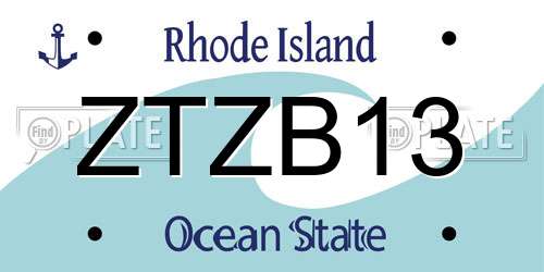 ZTZB13 Rhode Island License Plate