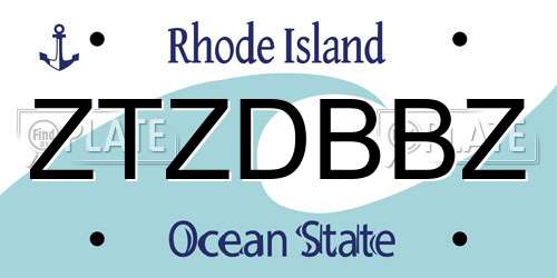 ZTZDBBZ Rhode Island License Plate