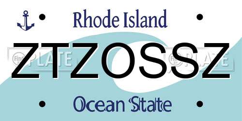 ZTZOSSZ Rhode Island License Plate