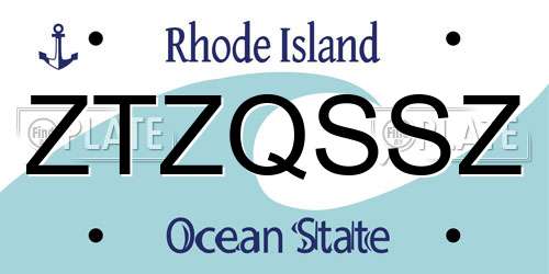 ZTZQSSZ Rhode Island License Plate