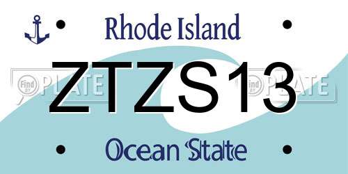 ZTZS13 Rhode Island License Plate