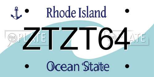 ZTZT64 Rhode Island License Plate