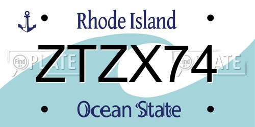ZTZX74 Rhode Island License Plate