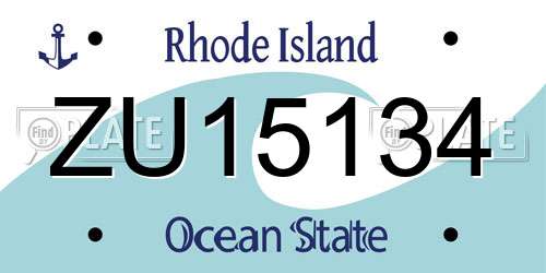 ZU15134 Rhode Island License Plate