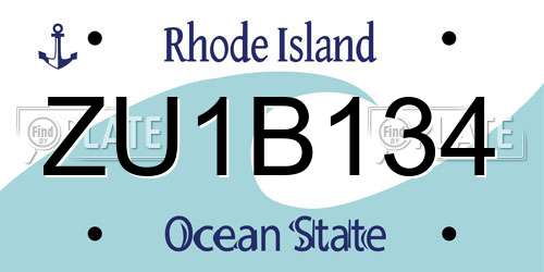 ZU1B134 Rhode Island License Plate