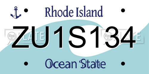 ZU1S134 Rhode Island License Plate