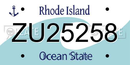 ZU25258 Rhode Island License Plate