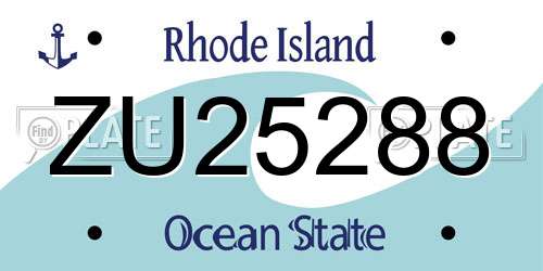 ZU25288 Rhode Island License Plate