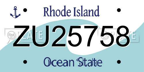 ZU25758 Rhode Island License Plate