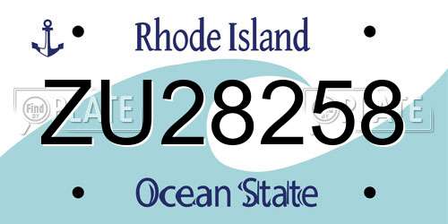 ZU28258 Rhode Island License Plate