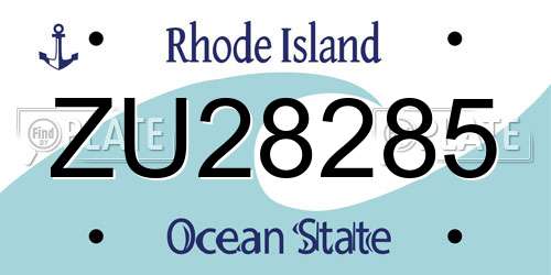 ZU28285 Rhode Island License Plate