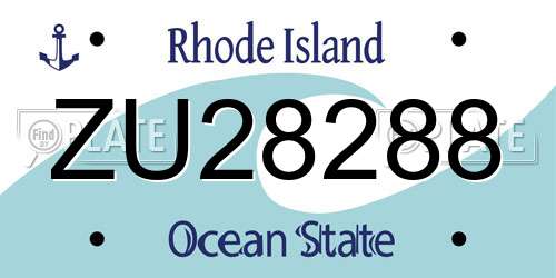ZU28288 Rhode Island License Plate