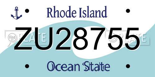 ZU28755 Rhode Island License Plate