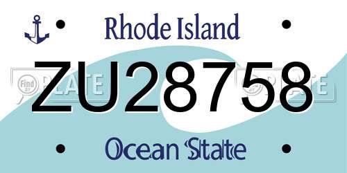 ZU28758 Rhode Island License Plate