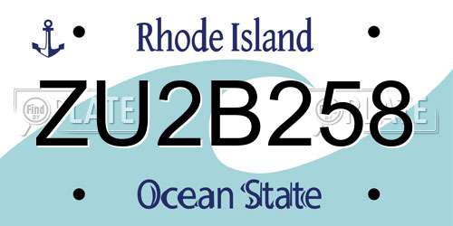 ZU2B258 Rhode Island License Plate