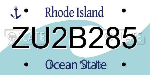 ZU2B285 Rhode Island License Plate