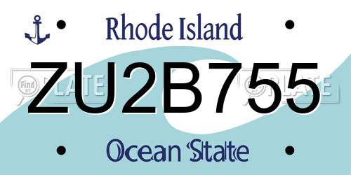 ZU2B755 Rhode Island License Plate