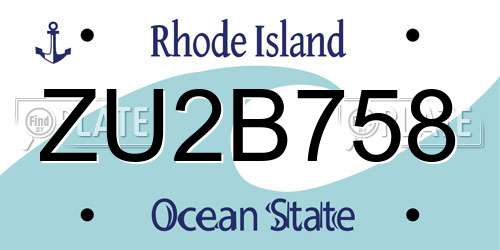 ZU2B758 Rhode Island License Plate