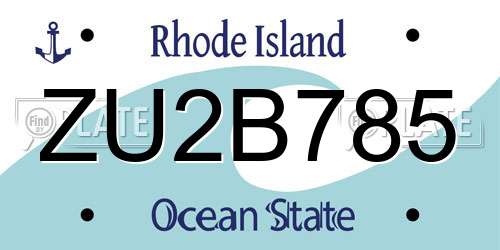 ZU2B785 Rhode Island License Plate