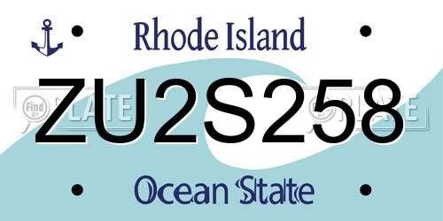ZU2S258 Rhode Island License Plate