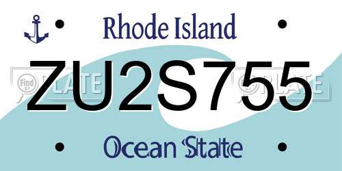ZU2S755 Rhode Island License Plate