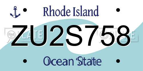 ZU2S758 Rhode Island License Plate