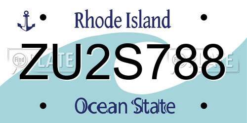 ZU2S788 Rhode Island License Plate