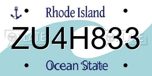 ZU4H833 Rhode Island License Plate
