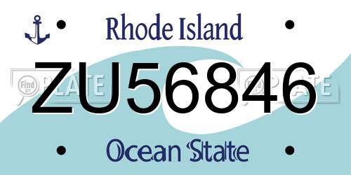 ZU56846 Rhode Island License Plate