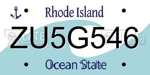 ZU5G546 Rhode Island License Plate