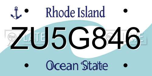 ZU5G846 Rhode Island License Plate