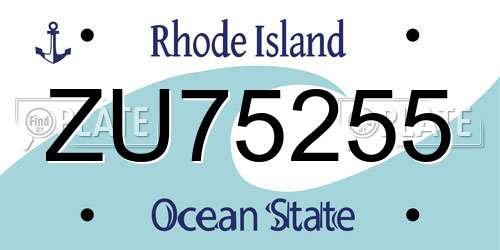 ZU75255 Rhode Island License Plate