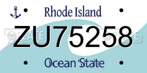 ZU75258 Rhode Island License Plate