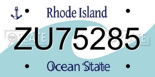 ZU75285 Rhode Island License Plate